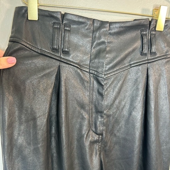FOR LOVE & LEMONS DILLON HIGH WAIST FAUX LEATHER TROUSER PANT BLACK SIZE XS - Picture 7 of 16